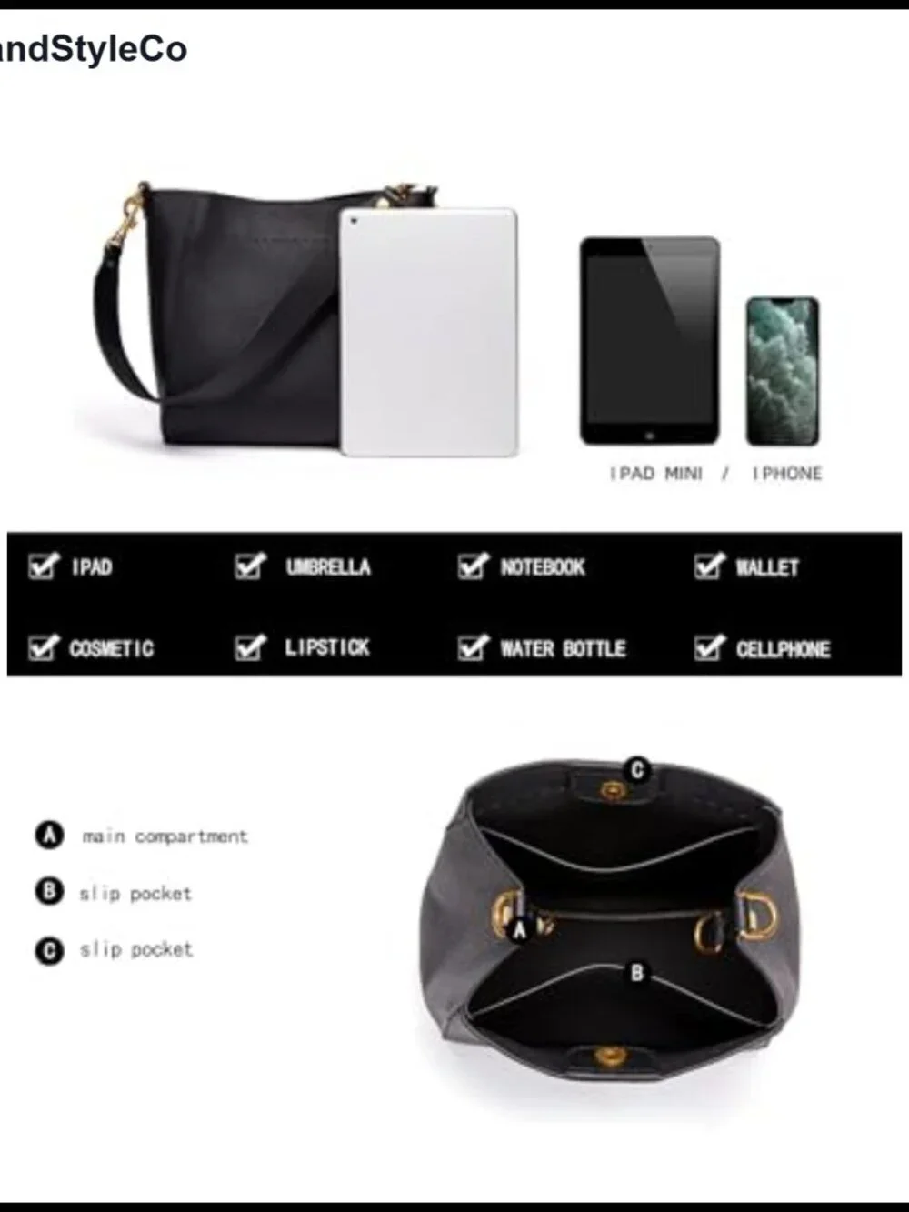 Genuine Leather Bucket Hobo Bag Shoulder Tote Purse for Women Detachable Strap